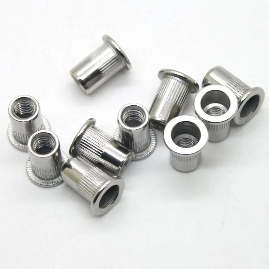 

10Pcs/Lot 304 Stainless Steel M5 Riveting nut Flat vertical stripes Metric thread iron Rivet Nut Rivnut Inserts Nut CPC75