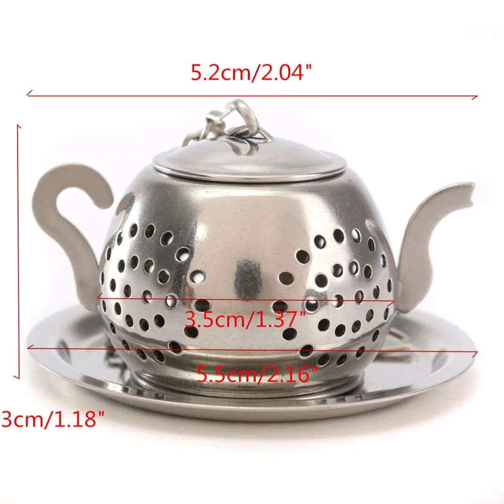 Чай из нержавеющей стали в форме рассыпчатого чайника для заваривания листьев с поддоном прекрасный удобный фильтр для питья специй травяной фильтр