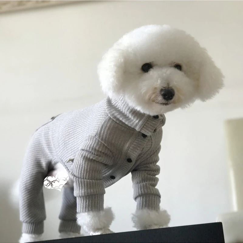

Pet Dog Sweater Puppy Clothes High Collar Long Sleeve Sweatshirt For Small Dogs Elasticity Soft knitting Jumpsuit Outerwear Pug