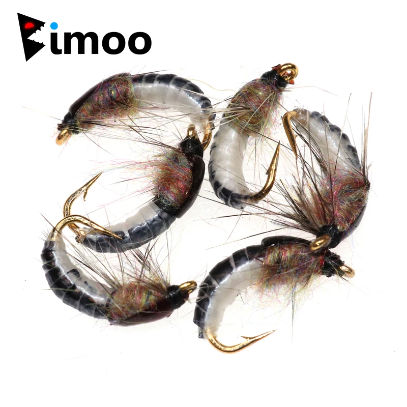 Bimoo 6 шт. #12 Реалистичная Nymph Scud муха для ловли форели Nymphing искусственное насекомое приманка