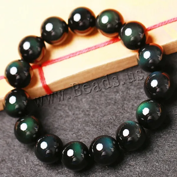 

New Design Natural Black Obsidian Bracelet Jewelry Natural Stone Beads Round Bracelet Bangle For Men & Women Valentine's Gift