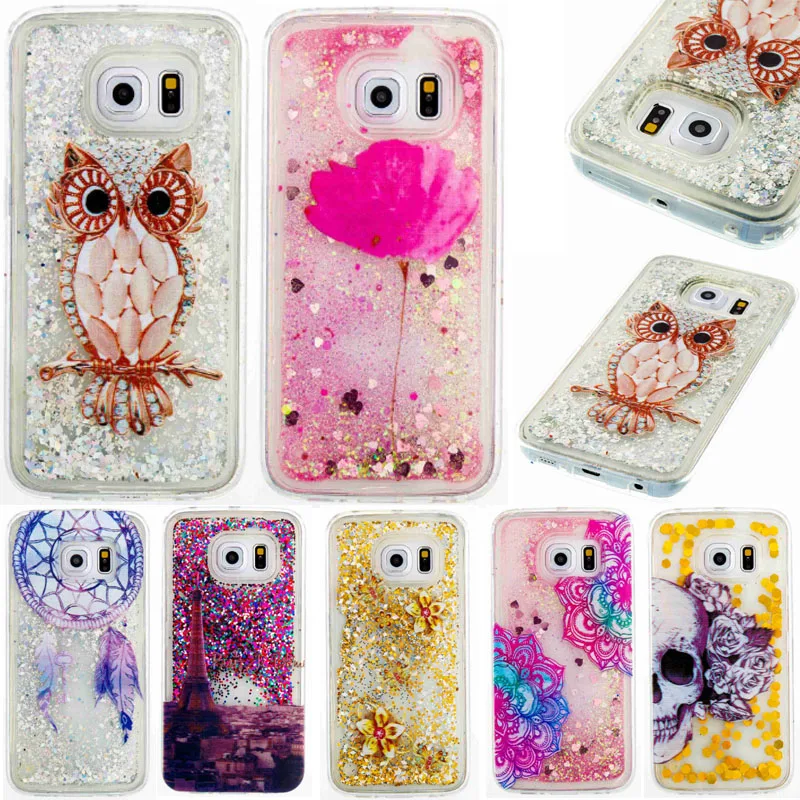 Динамический Блеск Case Для Samsung Galaxy S6 3D Soft Skin ТПУ жидкость Звезда Плывун Clear Protective