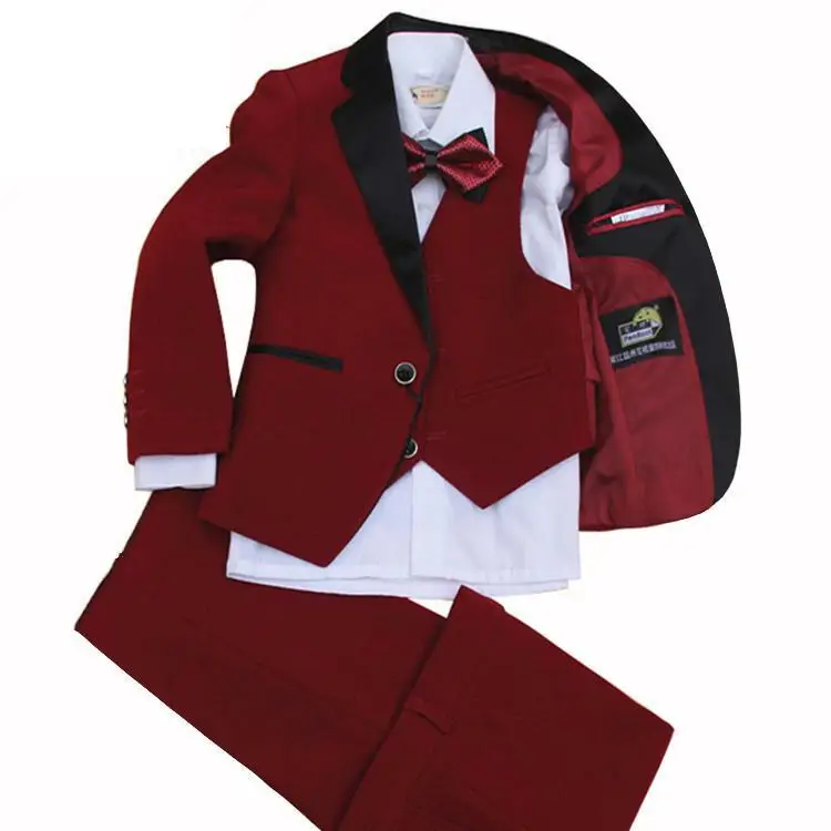 Children's Boy Suit Red Suit In Spring And Autumn wedding set including