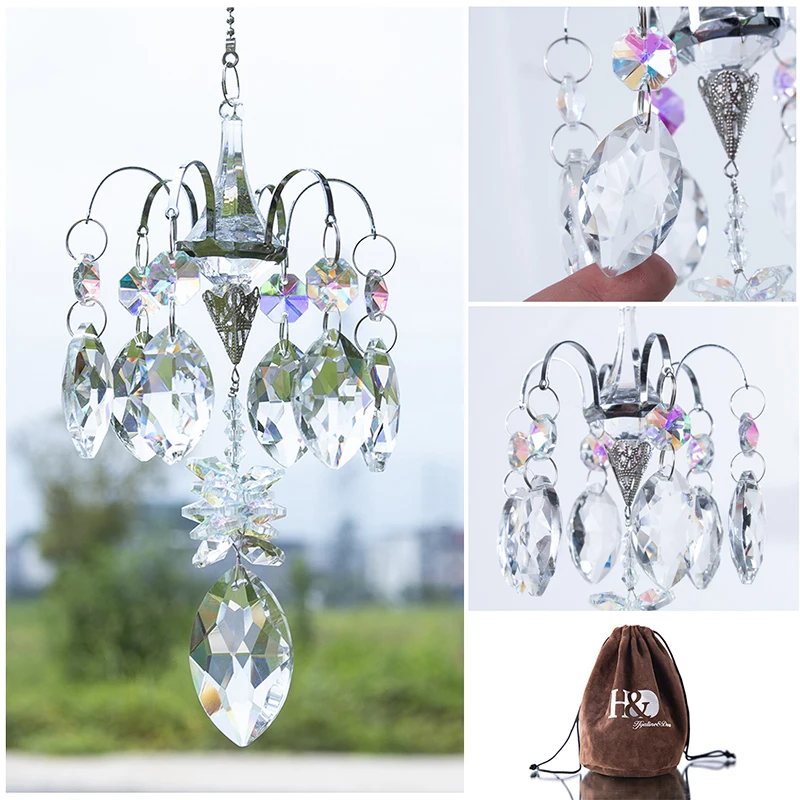 Suncatcher H&D Crystal Horse Eye Prisms For Window Hanging Ornament Rainbow Maker Hanger for Home,Garden Christmas Decoration sun catcher,sun catchers,window ornament