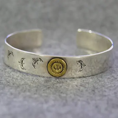 

925 Sterling Silver Bracelet Male Thai Silver Small Eagle Taiwan Wide Open Ended Female National Silver Hand Bangle