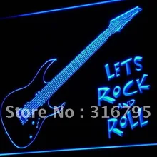 I796 гитара Let's Rock n ролл Музыка светодиодный неоновый свет вывеска Вкл/Выкл Переключатель 20+ цвета 5 размеров