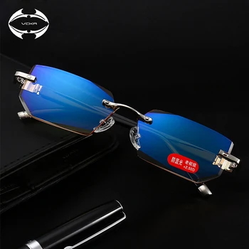 

VCKA Fashionable Ultralight Rimless Reading Glasses Yellow Lens Anti-Blu-Ray Computer Glasses Presbyopia Glasses+1.0 to +4.0