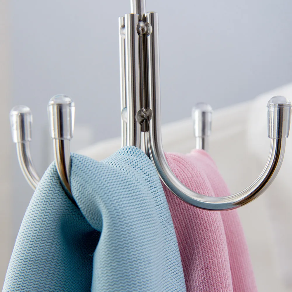 Stainless Steel 4 Hooks Hanger Rack Space Saving Multifunction Hooks for Handbag Neck Tie Clothes Belt Rack Neck Tie Hanger