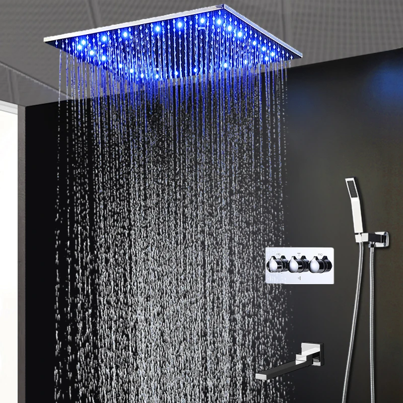 Bathtub Led Shower Faucets Luxury Ceiling Rain Showerhead Set Bathtub Led Shower Faucets Luxury Ceiling Rain Showerhead Set Spa Mist 4 Ways Hot Cold System Bathroom Products