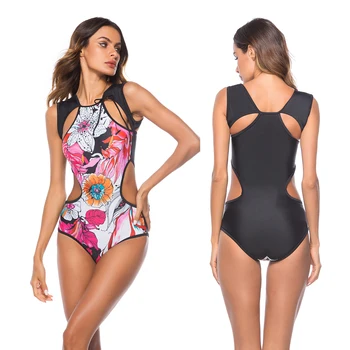 

Hollow hollowed New 2018 Sexy Print Women One Piece Swimwear Monokini Swimsuit Bathing Suit Summer Beach Wear S-M-L-XL Bikinis