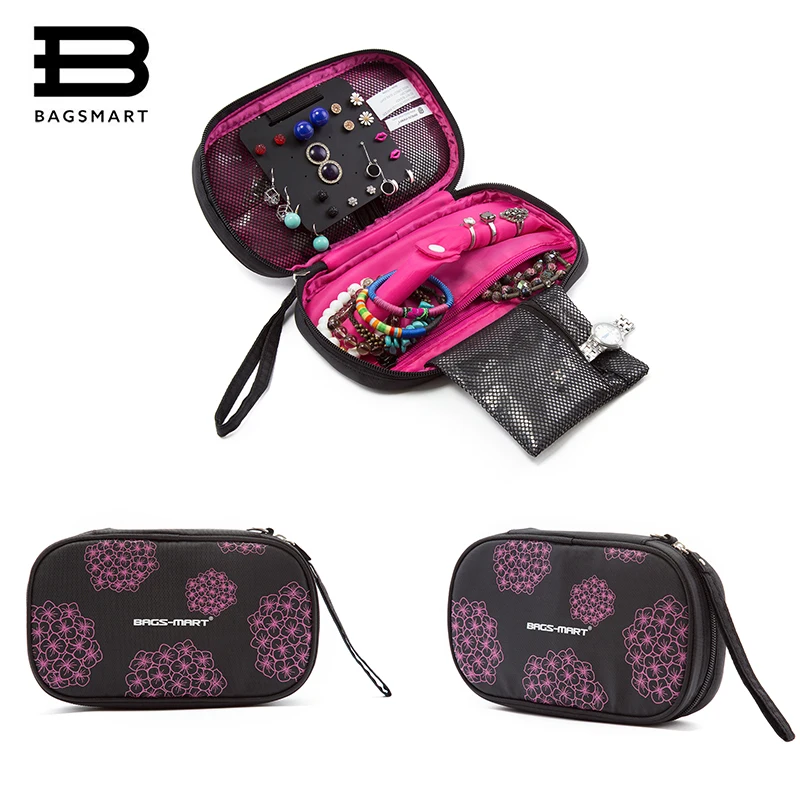 BAGSMART New Jewelry Organizer Cosmetic Case Portable Women Makeup Bags Travel Organizer Storagel Jewelry Clutch Bags