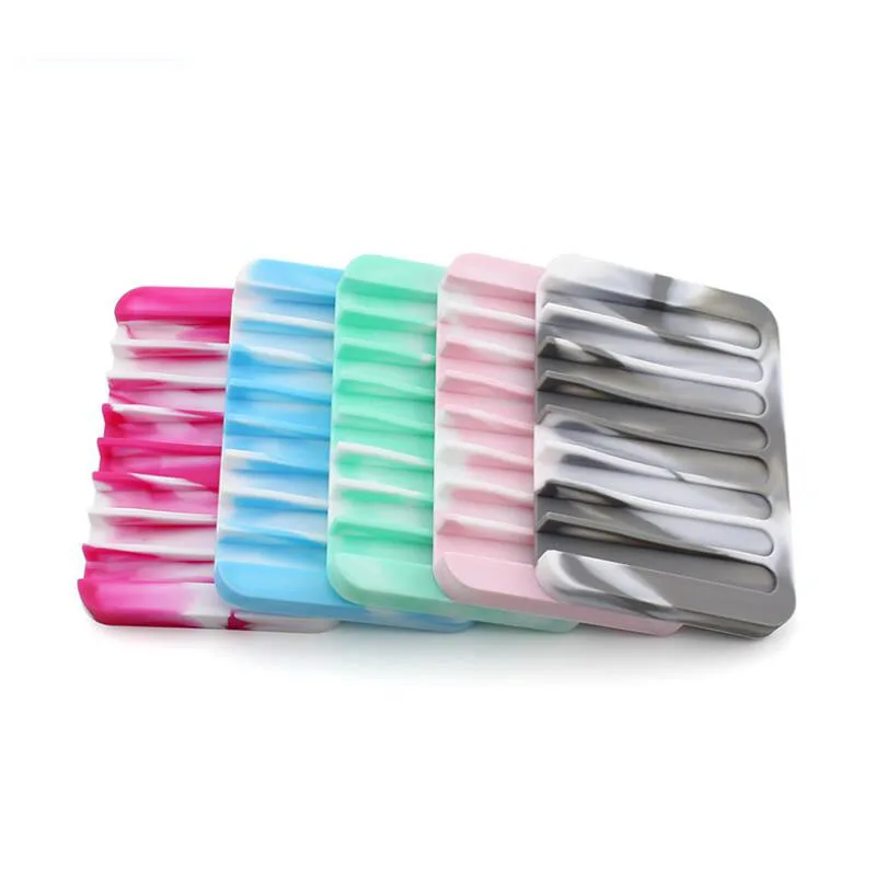 Камуфляжный силиконовый держатель для мыла, нескользящий гибкий держатель для мыльницы, лоток для слива мыльницы, инструмент для ванной комнаты - Цвет: Light Pink and White
