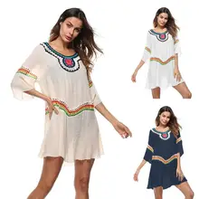 font b 2018 b font Women Sexy Flounce Fringe Cover Up Tunic Tassel Beach Cover