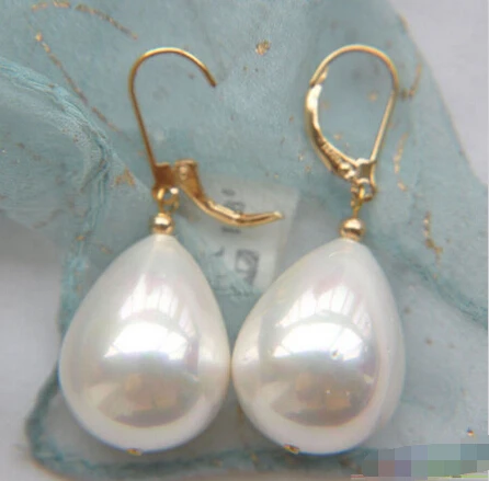

Lovely Women's Wedding Jewelry FREE shipping> >>>P3721 MM WHITE DRIP SOUTH SEA SHELL PEARL DANGLE EARRING