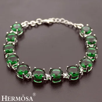 

Hermosa Jewelry Tennis Bracelet Unique Fashion Silver Color Women Bracelets 8 inch Adjustable QA19