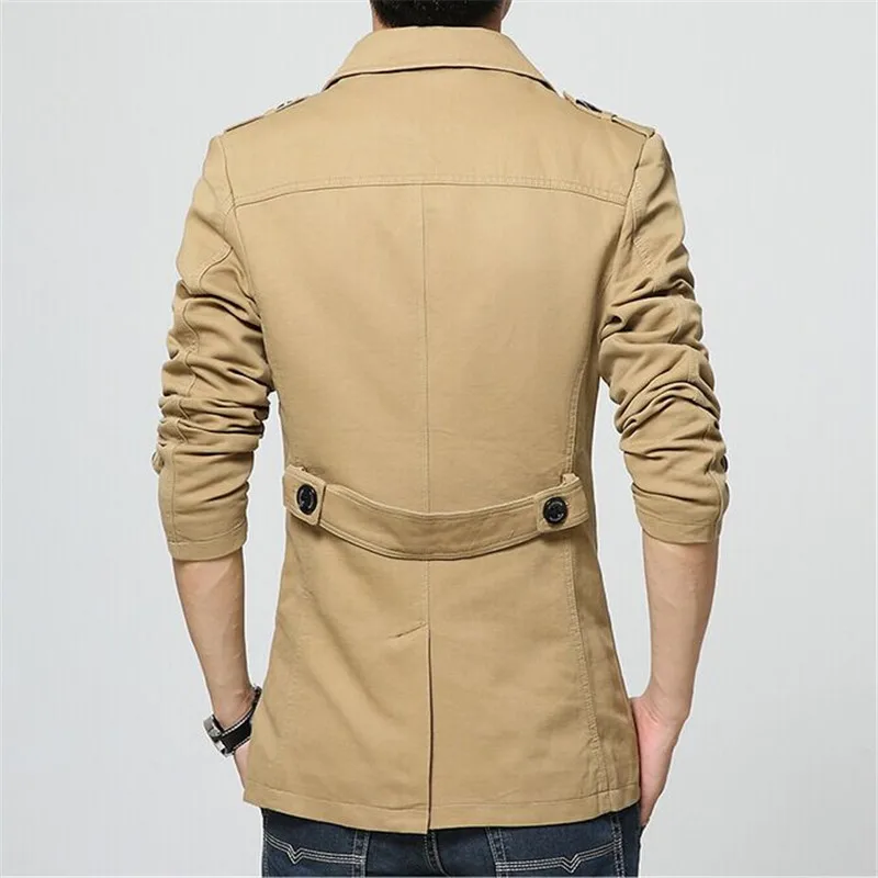 Мужской Тренч средней длины в Корейском стиле, высококачественное тонкое непромокаемое пальто, деловые хлопковые модные пальто, F1869