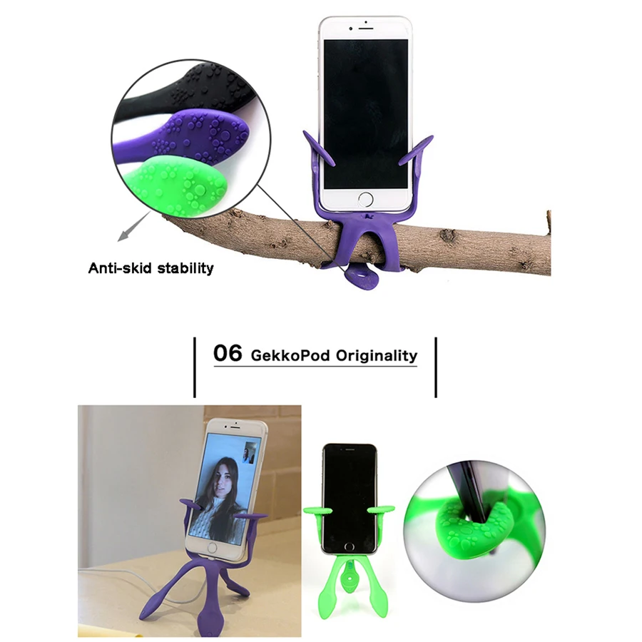  Mini Flexible Tripod Outdoor Gecko Spider Stand Hoders Bluetooth Remote Control Clip for Phone Gopr