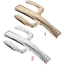 Креативные зажимы для волос из металлического сплава для женщин и девочек в форме Западного кактуса, блестящий полированный конский хвост, держатель, зажимы, Волнистые текстурированные шпильки для волос Ba