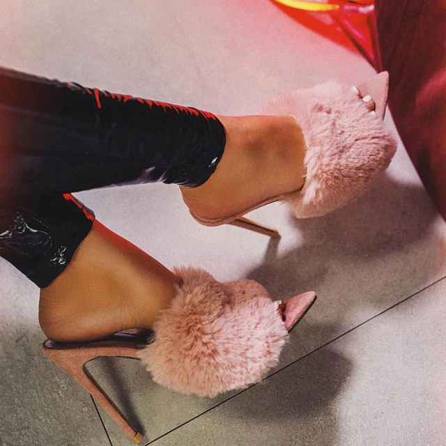 2019 New European Station Sandals Candy Color Luxury Rabbit Fur Slippers Large Women Shoes Size 35 2019 New European Station Sandals Candy Color Luxury Rabbit Fur Slippers Large Women Shoes Size 35-43 High Heel Sandals