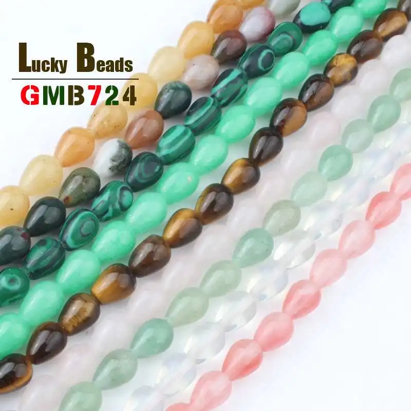 

6*9mm Water Drop Beads Natural Jades Opal Agates Tiger Eye Quartz Aventurine Beads For Jewelry DIY Making Bracelet Accessories