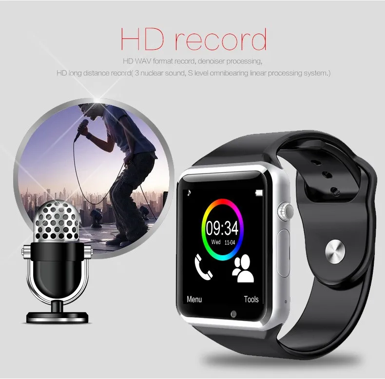 Rinsec A1 Smart Watch Clock Sync Notifier Support SIM TF Card Connectivity Apple iphone Android Phone Smartwatch