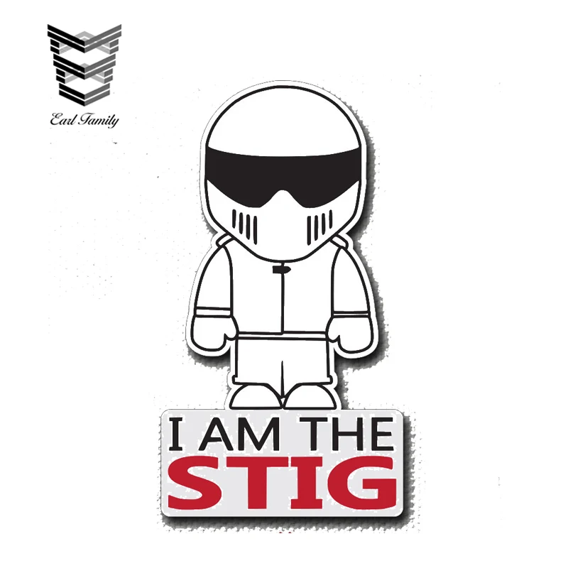 

EARLFAMILY 13cm x 7.2cm I AM THE STIG Decal Vinyl Sticker TOP GEAR Funny JDM Decals Car Sticker Motorcycle Decoration Graphic