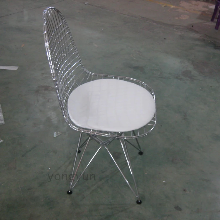 Проволочный стул минималистичный Современный модный стул из обеденного гарнитура металлические стулья проволочный стул хромированная сталь с PUcush
