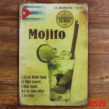 Mojito Куба кубинская Коктейльная винтажная жестяная вывеска Ретро металлическая вывеска железная пластина роспись украшение стены для бара кафе дома