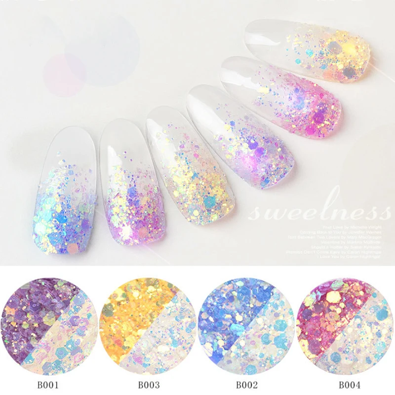 

Born Queen Sunlight Sensitive Nail Sequins Light Photochromic Glitter Flakes Color Changing Nail Sequins 3D Nail Decorations