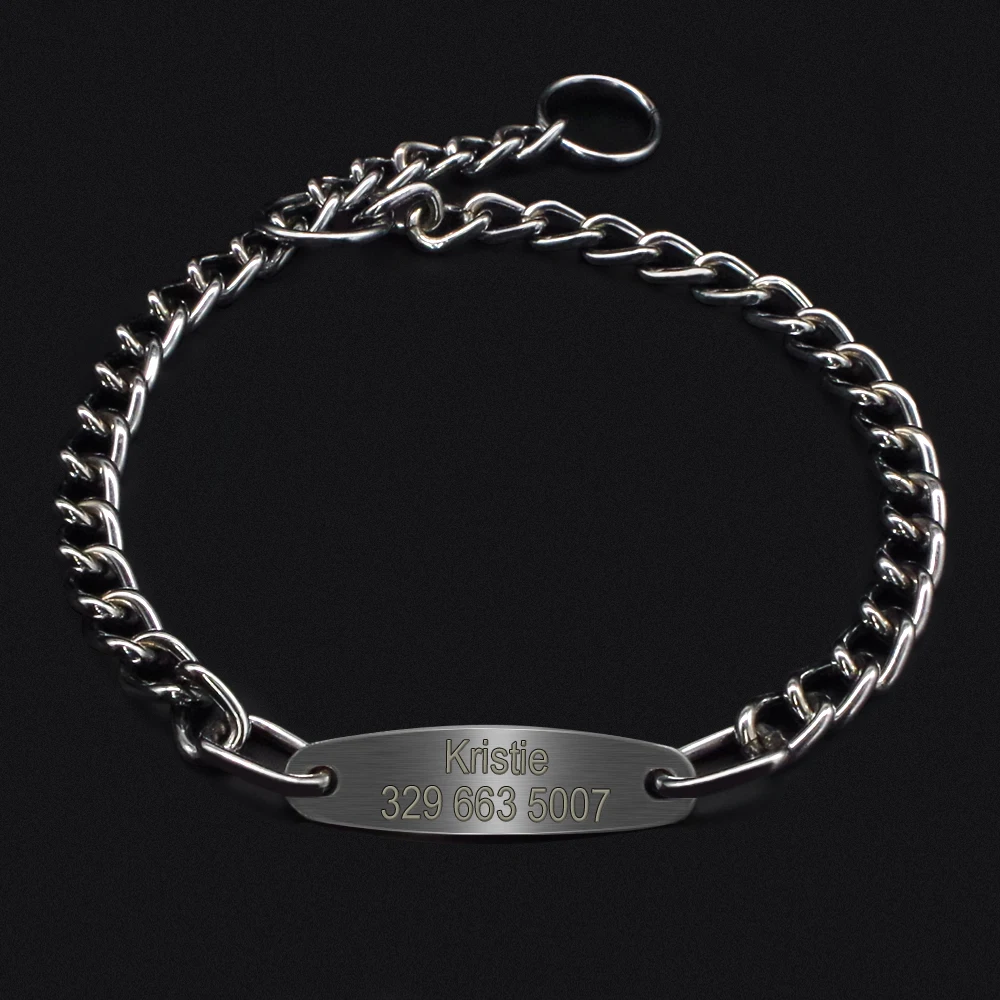 Dog Collar Pet Collar Personalized Pet Dog Chain Choke Collar Pets Training Engraved ID Slip Collars Choker for Medium Large Dogs Pitbull Pug Bulldog