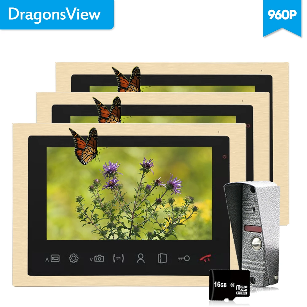 Dragonsview 10 дюймов домофон система 960P Обнаружение движения видеозвонк Интерком с