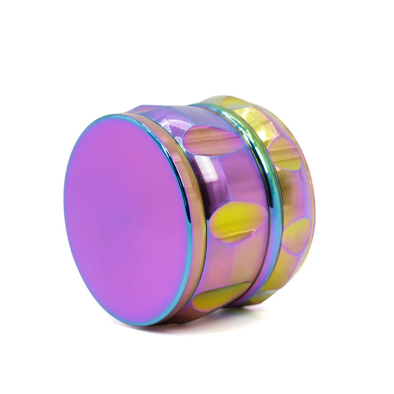 4 Layers Rainbow Color 63mm Diameter 46mm Height Zinc Alloy Herb Tobacco Weed Grinder Smoke Pipe