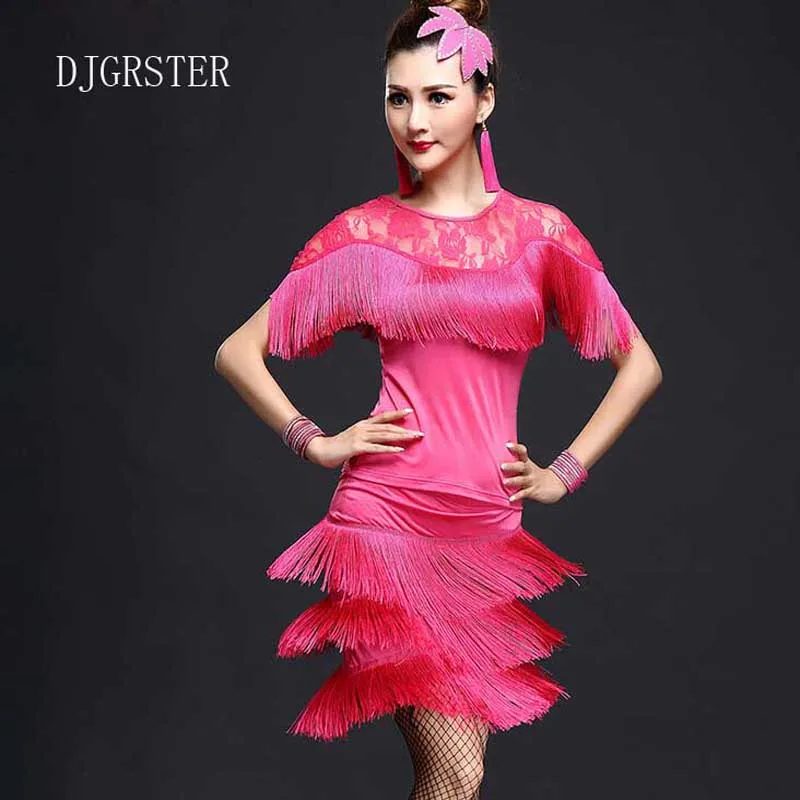 Платье с кисточками для латинских танцев коротким рукавом 2 шт./компл.|dress