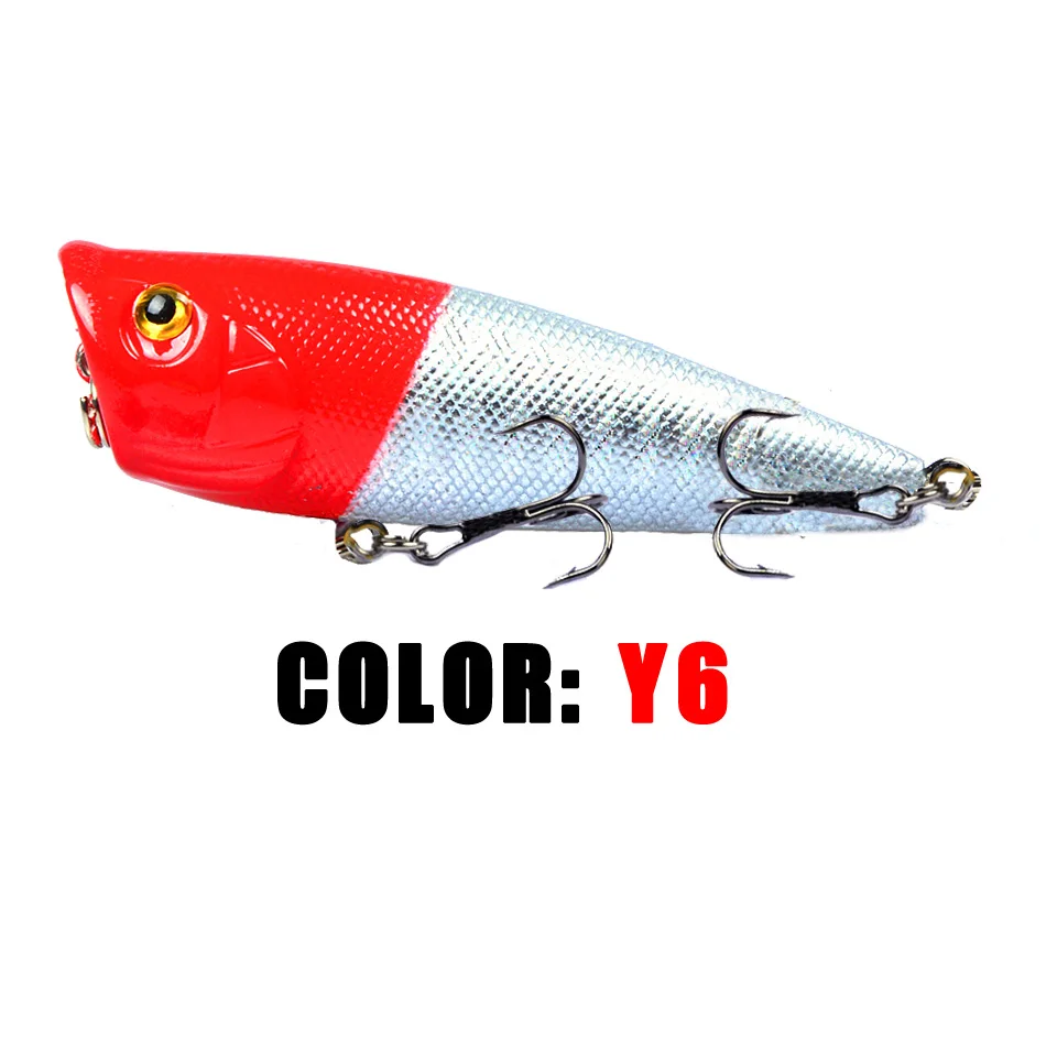 LINGYUE Поппер приманка 60 мм 7 г Topwater наживка isca искусственная погремушка воблер Crankbait 6# крючки рыболовные снасти Pesca для окуня - Цвет: Y6
