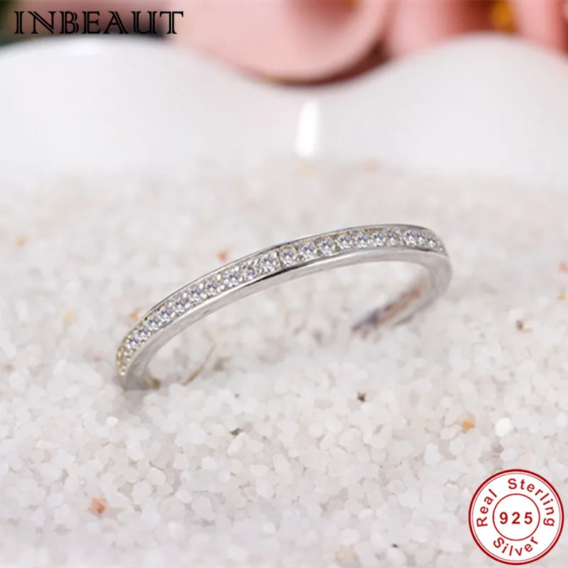 INBEAUT 925 Sterling Silver Clear Zircon Ring Women Trendy Cute Lovely Cocktail Ring for Female Wedding Gift Fashion Jewelry