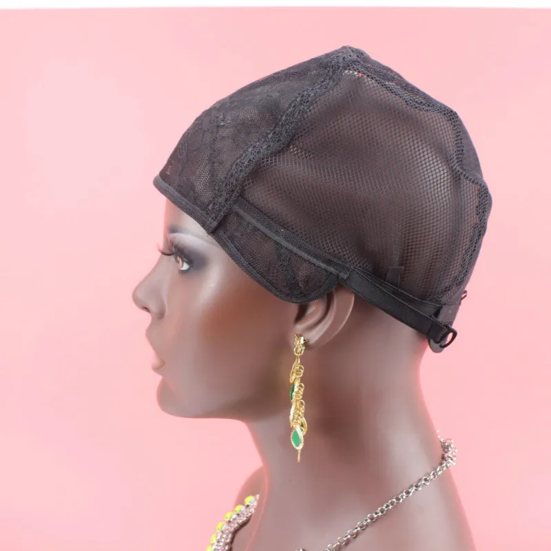 

Black color Jewish Wig caps for making wigs only stretch lace weaving cap adjustable straps back high quality guarantee