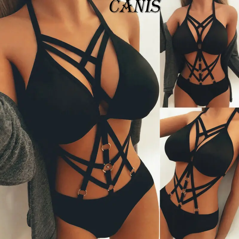 

Hirigin Womens Punk Bra Body Bondage Sexy Strap Swimsuit Bodysuit Lingerie Dress Babydoll Nightwear One-Piece Suits