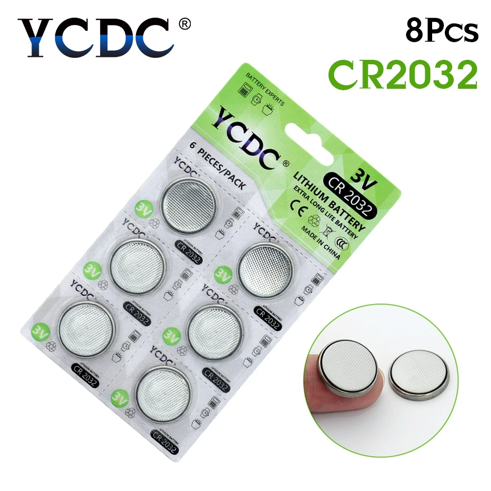 

YCDC 48Pcs(8cards) CR2032 Battery 3V Lithium Button Battery BR2032 DL2032 ECR2032 Coin Cell Batteries cr 2032 lithium battery