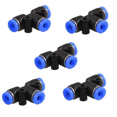 

5 Pcs 4mm to 4mm 3 Ways Push in One Touch Tee Shaped Quick Fittings