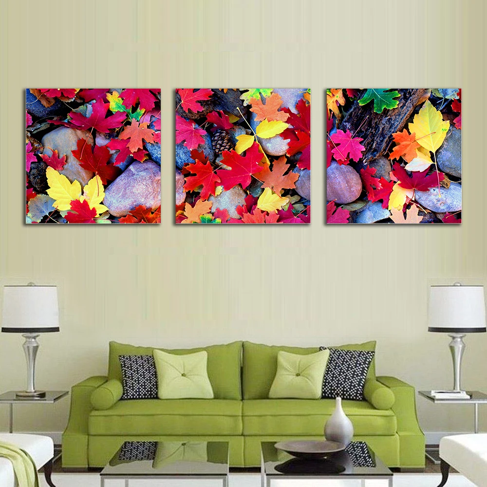 

Colorful Maple Leaves Abstract Modern Decorative Wall Artwork For Home Decor Living Room Bedroom Bathroom Decoration No Frame