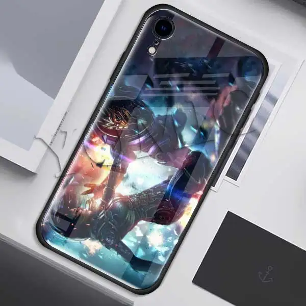 N7 Mass Effect чехол из закаленного стекла для Apple iPhone XR 7 8 6 6S Plus X XS MAX чехол для телефона - Цвет: 015