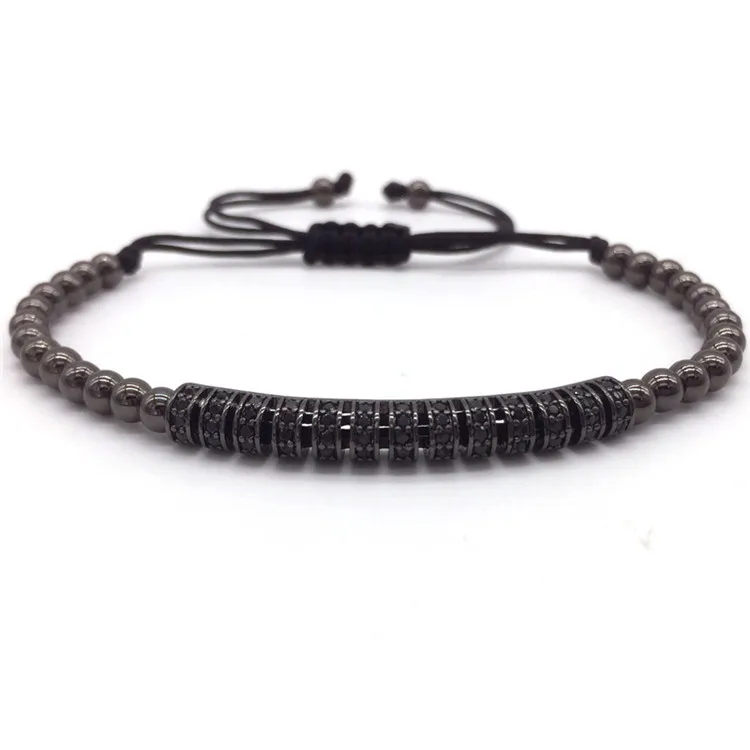 NAIQUBE Hot Brand New Trendy Braided Bracelets& Bangles CZ Long Tubes&4MM Copper Beads Macrame Jewelry For Men - Окраска металла: 8