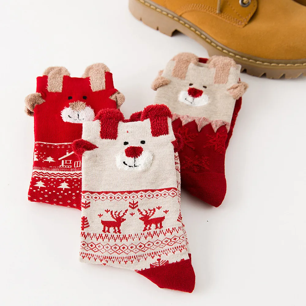 1 пара, рождественские женские хлопковые носки женские зимние носки Разноцветные мягкие носки-трубы средней высоты дышащие носки