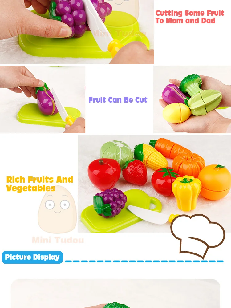 Детские пластиковые режущие игрушки для фруктов и овощей, ролевые пищевой реквизит, кухонный набор, обучающий развивающий подарок для маленьких девочек и мальчиков