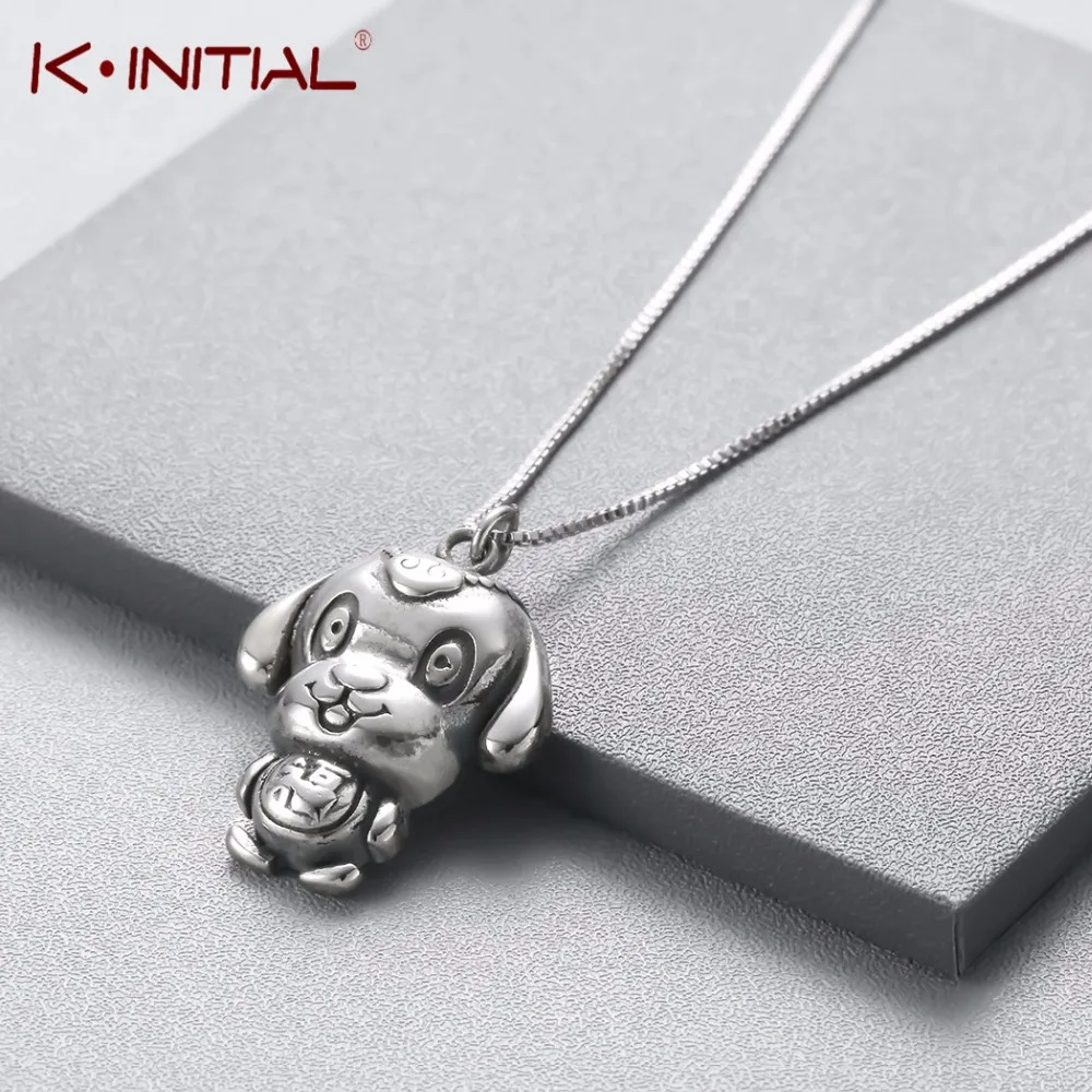Kinitial Retro Puppy Animal Dog Pendants Necklaces Fashion Pet Charm