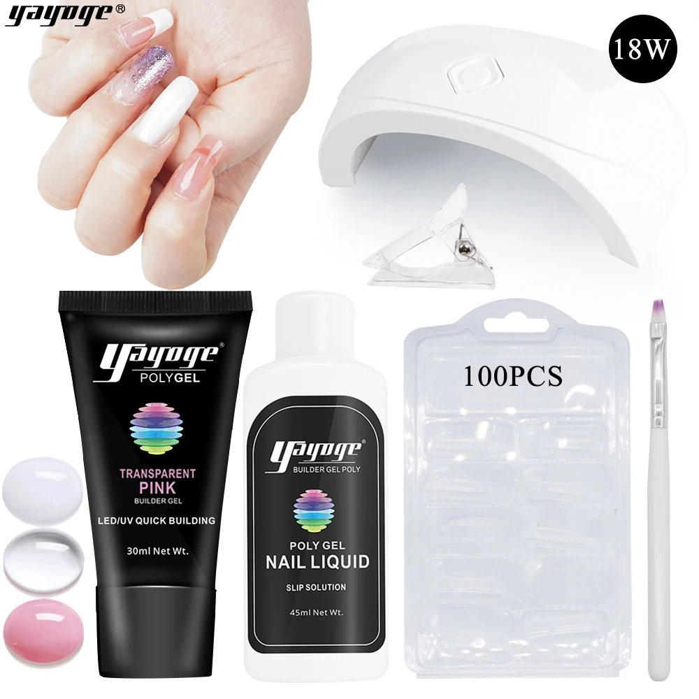 Yayoge Poly Gel Kit 18W Мини УФ LED Lamp Nail Builder Gel For расширение Лаки лак для ногтей