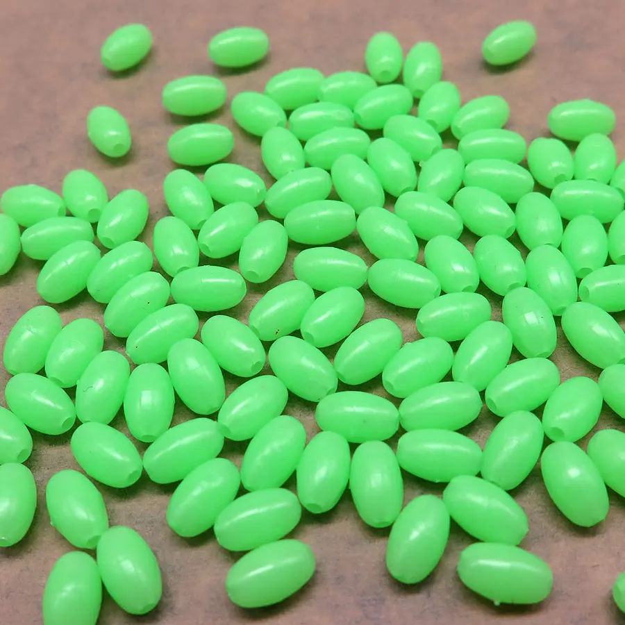 

200 pcs oval hard fishing bead glowing plastic beads float bobber Luminous bulk beads fishing accessories for night fishing