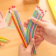 3pcs Colorful Magic Soft Bendy Flexible Pencil With Eraser Kids Gift Writing New