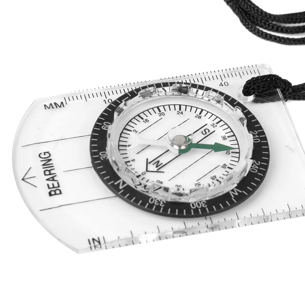 Plastic Camping Compass With Baseplate Map Reading Neck Strap Boating Hiking Outdoor Night Fishing Flying Backpacking Skiing