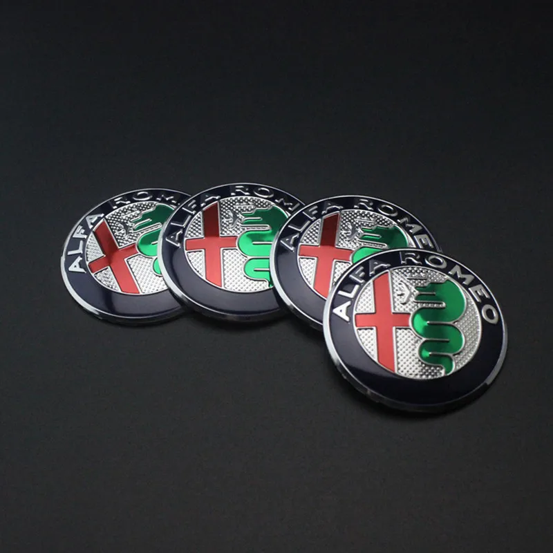 

4pcs 5.6cm 50mm black color Alfa Romeo GT CAR Tyre Wheel Center Hub Cap Sticker Emblem Badge Decal Fit For Free shipping